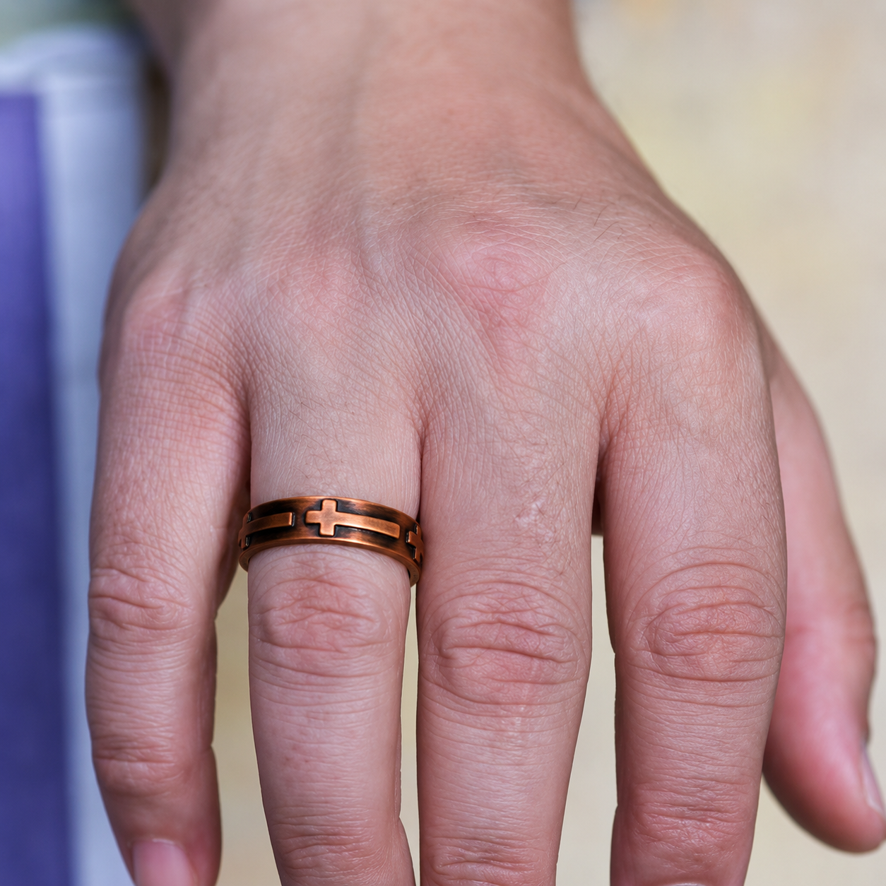 Cross Vintage Copper Ring