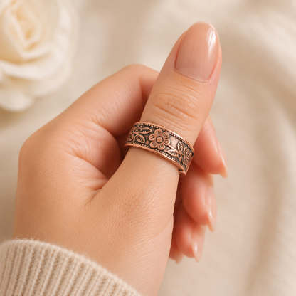 Flower Energy Copper Rings