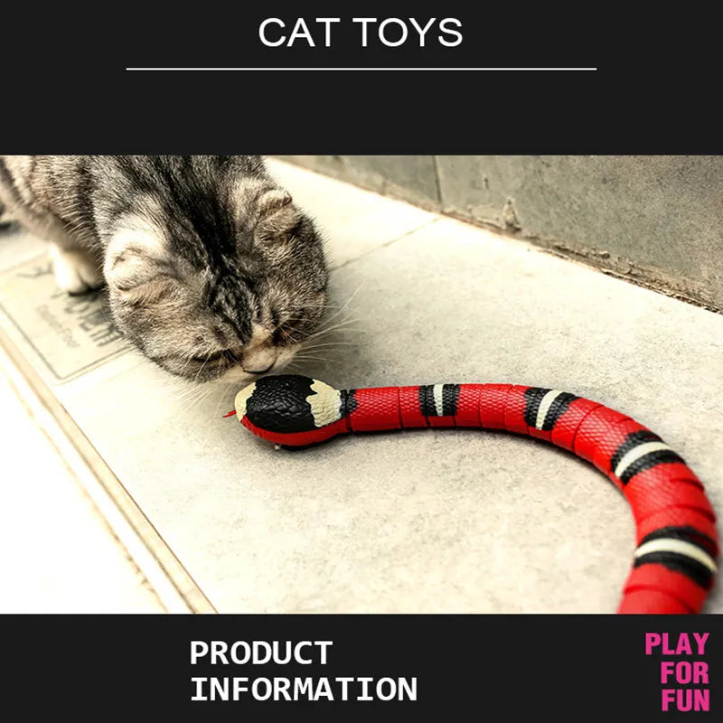 Smart Sensing Interactive Cat Toys Automatic Eletronic Snake Cat Teasering Play USB Rechargeable Kitten Toys for Cats Dogs Pet